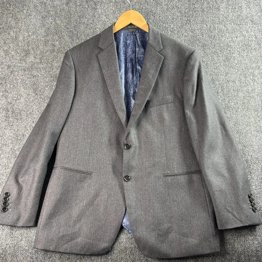 Indochino Blazer 44R Excellent Condition Gray Blue Paisley Suit Jacket